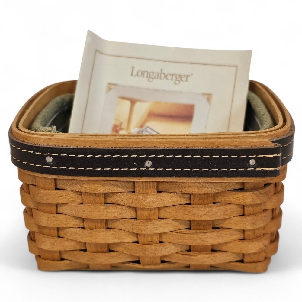 Longaberger 2003 Vintage Fathers Day Pocket Change Basket Leather Trim Woven
